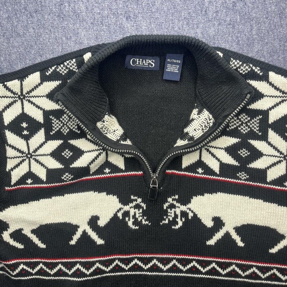 Chaps Black and White‎ Men's Christmas Sweater Size: X-Large Fair Isle Sweater